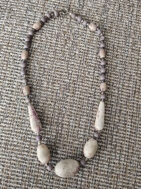 Handcrafted Neutral and Mauve Beaded Statement Necklace